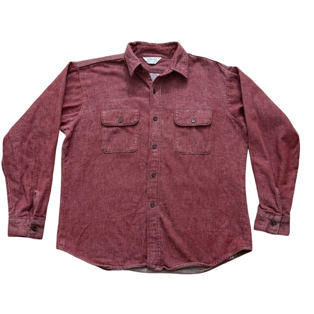 Vintage 70s 80s Five Brother Flannel Shirt Mens L Red Workwear Heavyweight qq28